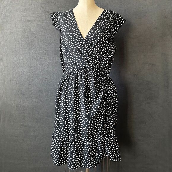 FSL Apparel Polka Dot Dress Sleeveless V-Neck Elastic Waist - Women's Size L - Picture 1 of 14